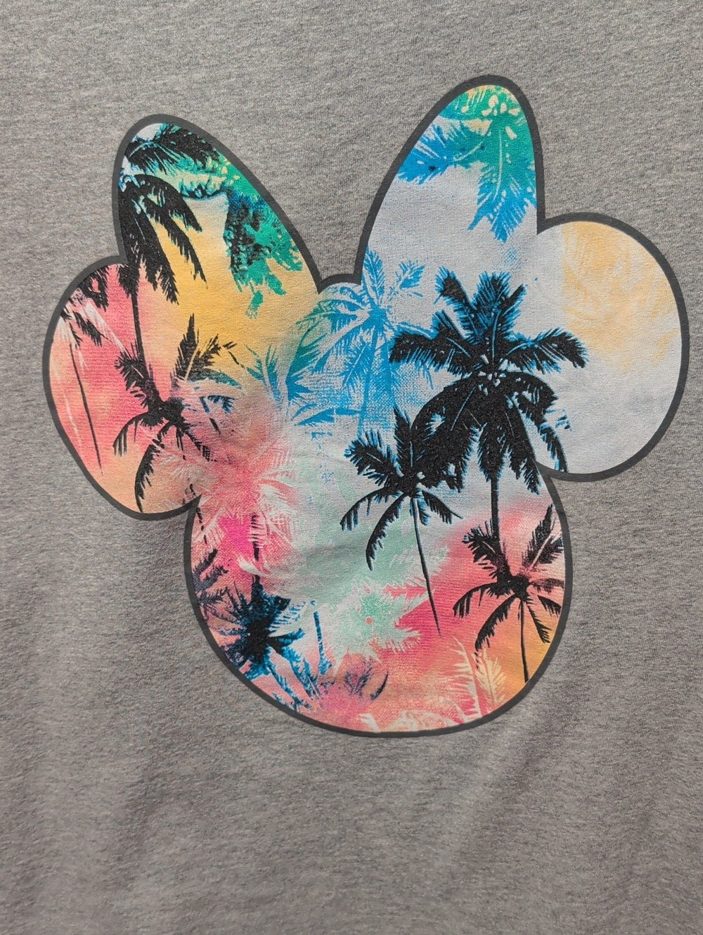 Disney Minnie Tropical Palm Graphic Tee - Grey with Multicolor Print